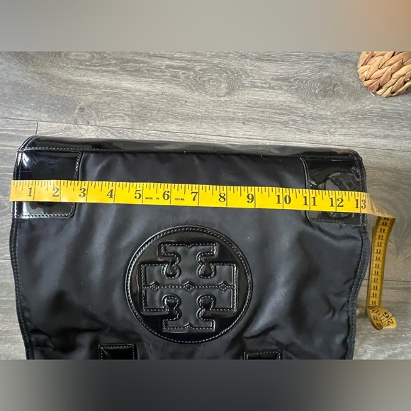 Tory Burch Mini Ella Tote Bag in Black Nylon and Black Patent Leather Trim - Picture 12 of 14